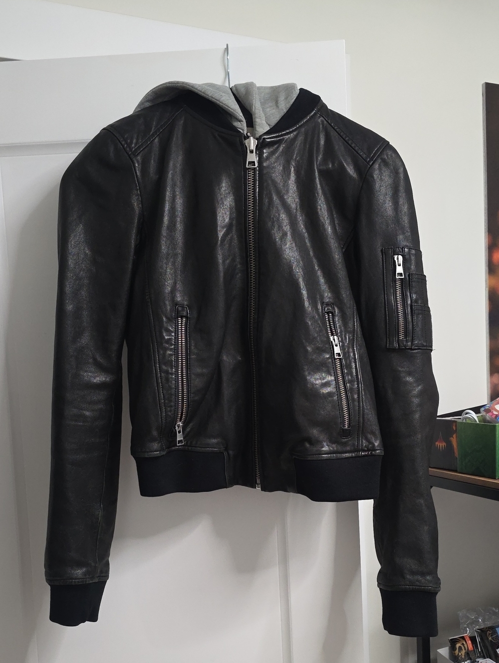 Soia & Kyo Farica Leather Jacket with removable hood XXS Black